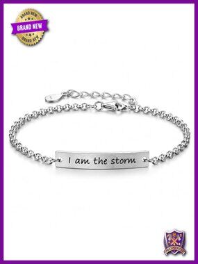 925 Sterling Silver Inspirational Bracelet for Women, Strength Engraved Jewelry